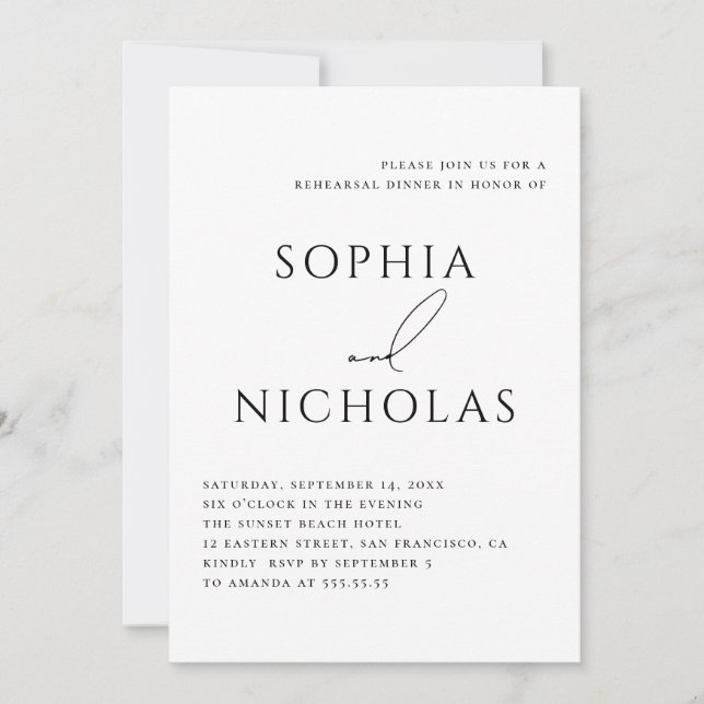 Minimalist Rehearsal Dinner | Elegant Typography Invitation (Front)