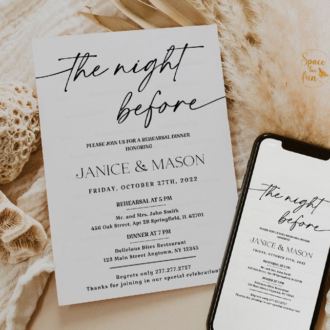 Minimalist Rehearsal Dinner Invitation Boho Modern (Minimalist Rehearsal Dinner Invitation Boho Modern Wedding Rehearsal Invite )