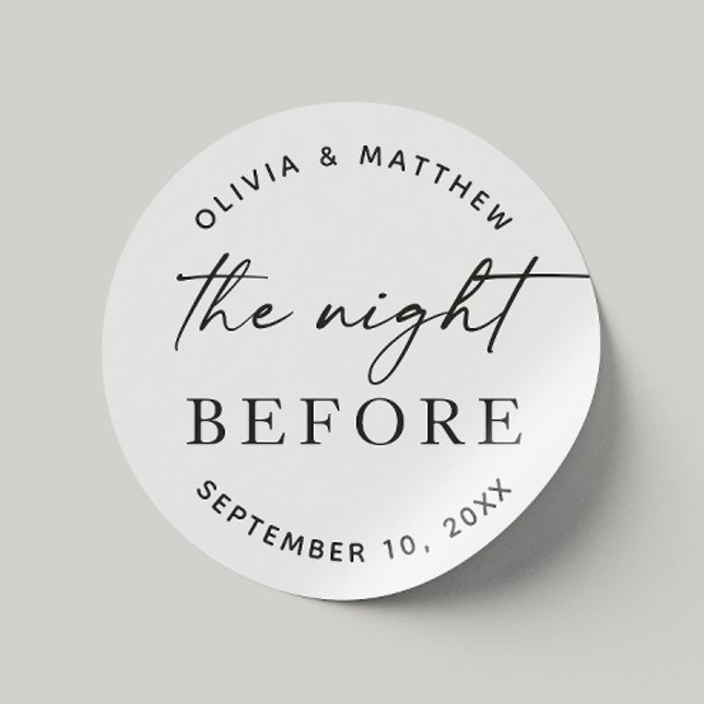 Minimalist Rehearsal Dinner | Night Before Script Classic Round Sticker (Creator Uploaded)