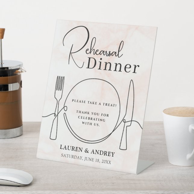 Minimalist Rehearsal Dinner Table Tent Sign  (In SItu)