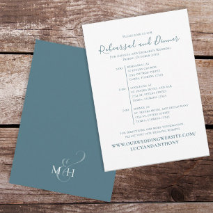 Minimalist Rehearsal Dinner Timeline Simple Blue  Invitation