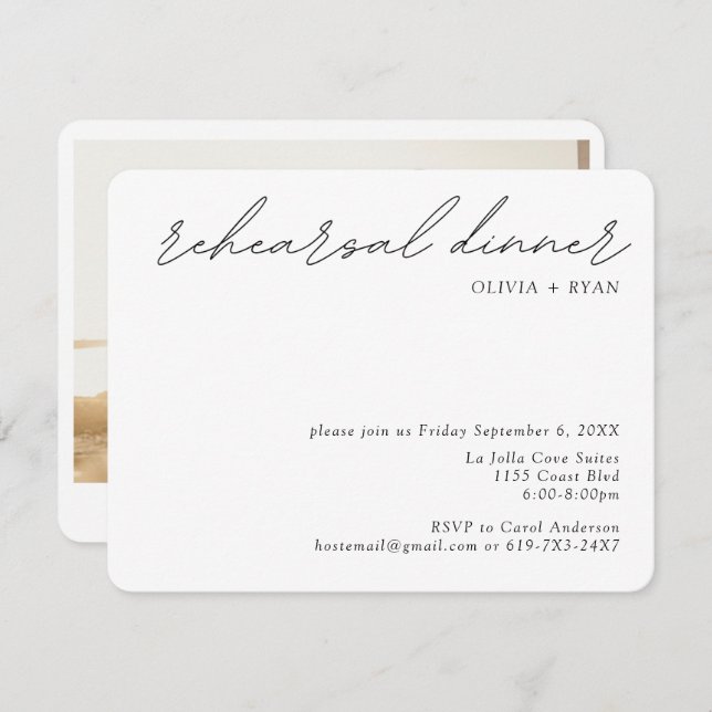 Minimalist Rehearsal Dinner Wedding Enclosure Card (Front/Back)