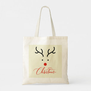 “Minimalist Reindeer Face Christmas Tote Bag