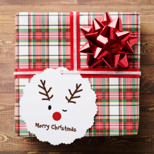 Minimalist Reindeer Face Ornament Gift Tag