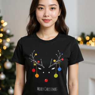Minimalist Reindeer with Ornaments T-Shirt