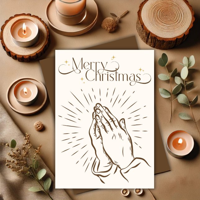 Minimalist Religious Praying Hands Merry Christmas Holiday Card (Minimalist Religious Praying Hands Merry Christmas Holiday Card)