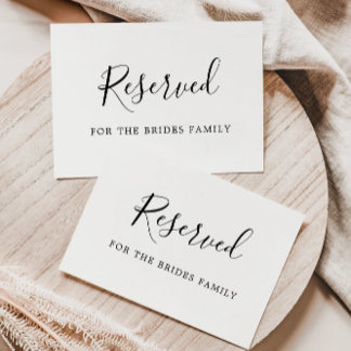Minimalist Reserved Chair Signs, Wedding Seating Invitation