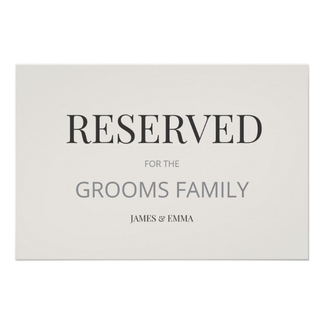 Minimalist ‘RESERVED’ Wedding Sign Warm Ivory (Front)