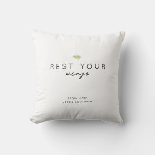 Minimalist Rest Your Wings Personalised Cushion