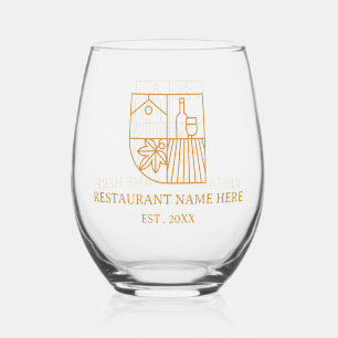 Minimalist  Restaurant Name Stemless Wine Glass