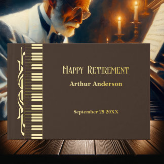 Minimalist Retirement Music Keyboard Real Foil Guest Book