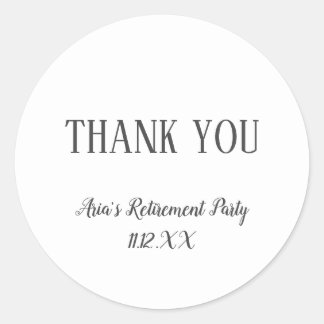 Minimalist Retirement Thank You Favour Classic Round Sticker