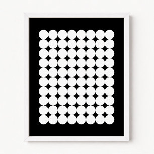 Minimalist Retro Black and White Circle Grid Poster