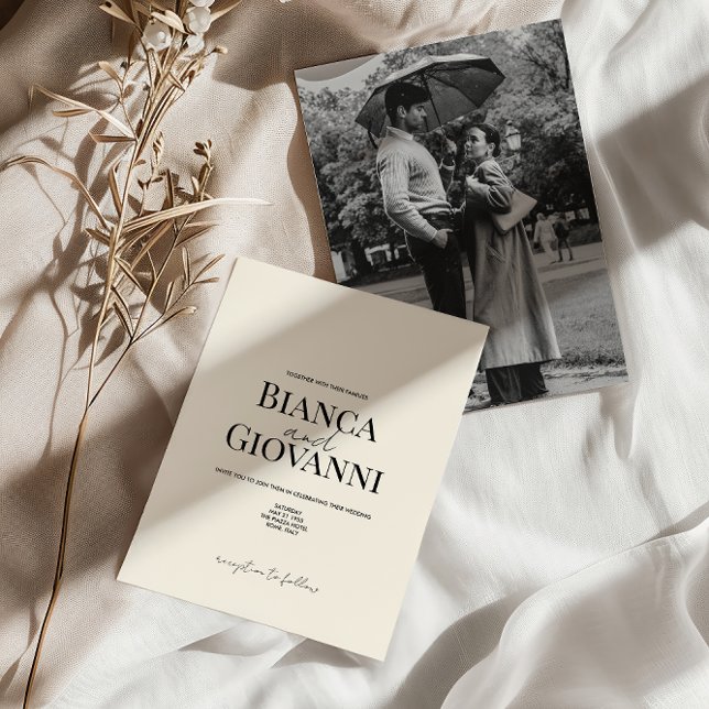 Minimalist Retro Black Typography Wedding Invitation (Creator Uploaded)