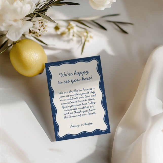 Minimalist Retro Blue Wedding Welcome  Thank You Card (Minimalist Retro Blue Wedding Welcome Thank You Card)