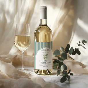 Minimalist Retro Bow Tini One Martini Baby Shower Wine Label
