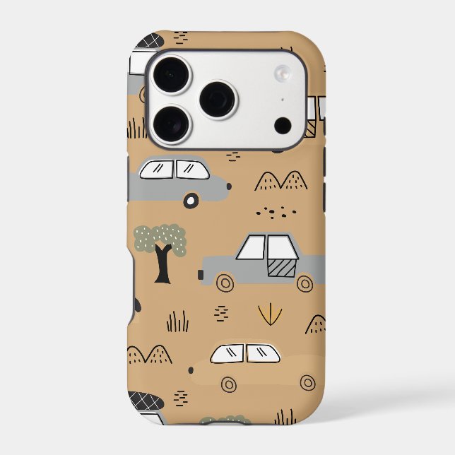 Minimalist Retro Cars Seamless Pattern in Neutral  (Back)