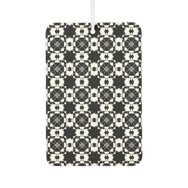 Minimalist retro check pattern – Monochrome design Car Air Freshener (Front)