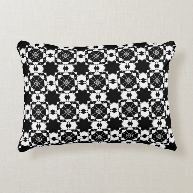 Minimalist retro check pattern – Monochrome design Decorative Cushion (Front)