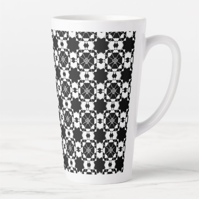 Minimalist retro check pattern – Monochrome design Latte Mug (Right)