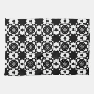 Minimalist retro check pattern – Monochrome design Tea Towel