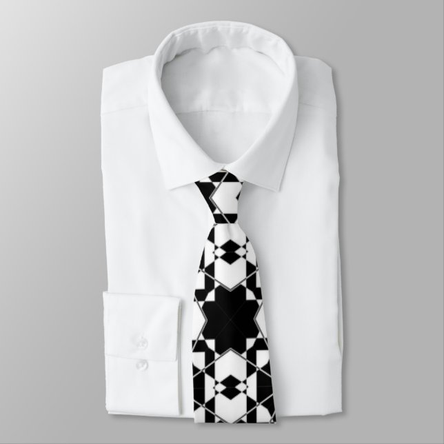 Minimalist retro check pattern – Monochrome design Tie (Tied)