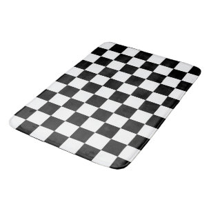 Minimalist Retro Checkered – Monochrome Streetwear Bath Mat