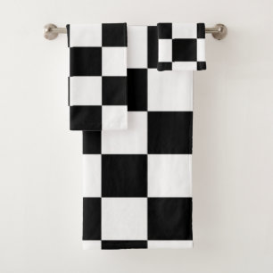Minimalist Retro Chequered – Monochrome Streetwear Bath Towel Set