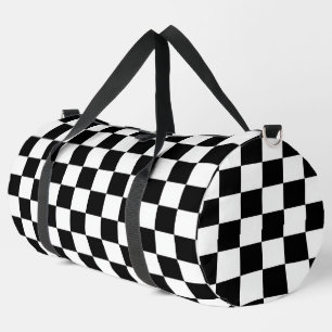 Minimalist Retro Chequered – Monochrome Streetwear Duffle Bag