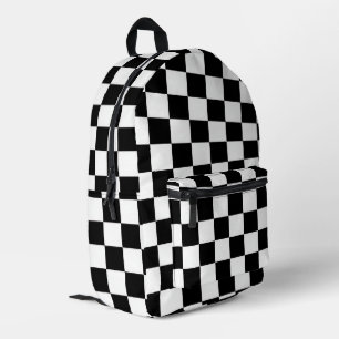 Minimalist Retro Chequered – Monochrome Streetwear Printed Backpack