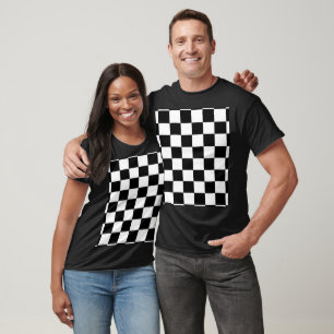 Minimalist Retro Chequered – Monochrome Streetwear T-Shirt