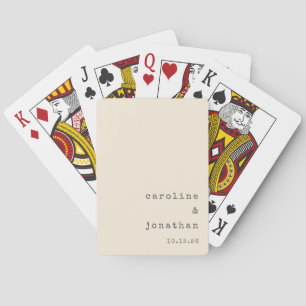 Minimalist Retro Cream Typewriter Custom Wedding Playing Cards