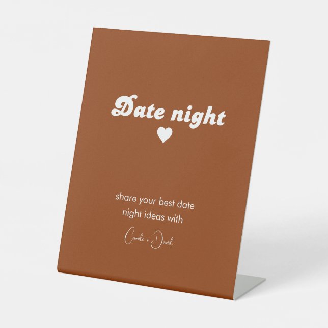 Minimalist retro Date Night Ideas Sign (Front)