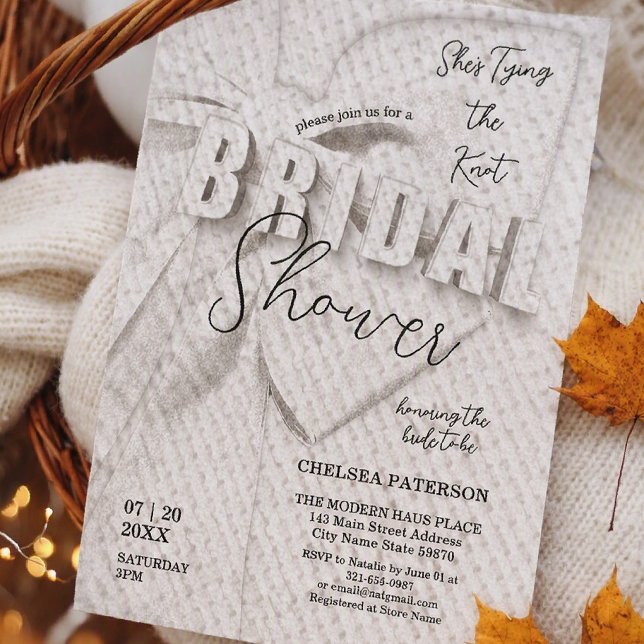 Minimalist  Retro Elegant White Bow Bridal Shower Invitation (Creator Uploaded)