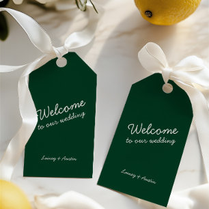 Minimalist Retro Emerald Green Wedding Gift Tag