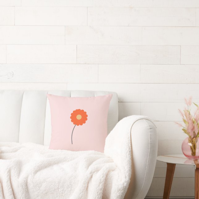 Minimalist Retro Flower Throw Pillow (Couch)