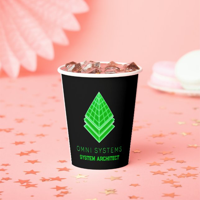 Minimalist Retro-Futurism Omni Systems Tech Paper Cups (Insitu)