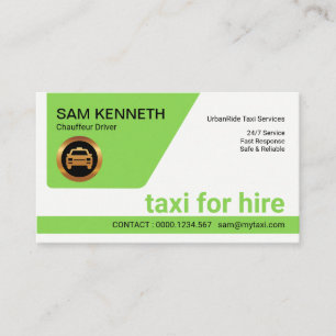 Minimalist Retro Green Tab Taxi Driver Business Card