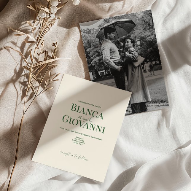 Minimalist Retro Green Typography Wedding Invitation (Creator Uploaded)