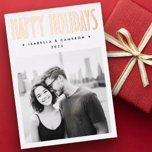 Minimalist retro Happy Holidays white Christmas