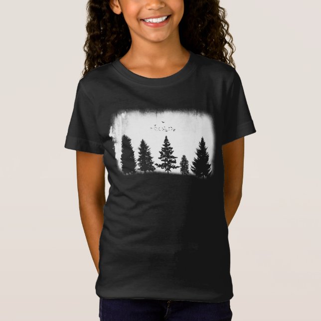 Minimalist Retro Nature Wild Trees T-Shirt (Front)