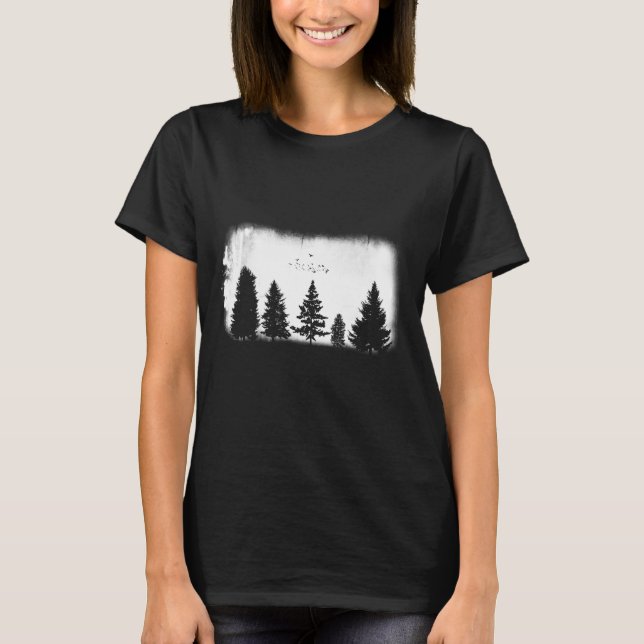 Minimalist Retro Nature Wild Trees T-Shirt (Front)