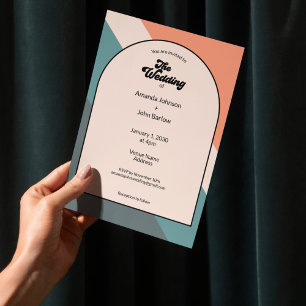 Minimalist Retro Orange Geometric The Wedding Of Invitation