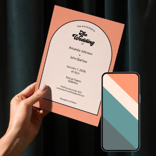 Minimalist Retro Orange Pastel The Wedding Of Invitation