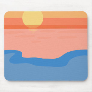 Minimalist retro orange sunset mouse pad
