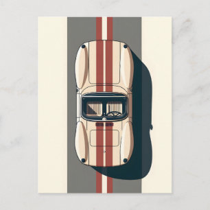 Minimalist Retro Racing Car Stripe Announcement Postcard