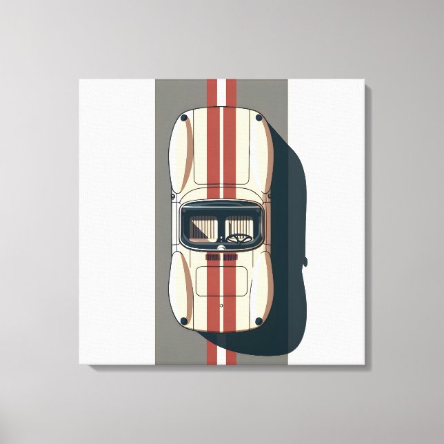 Minimalist Retro Racing Car Stripe Canvas Print (Front)