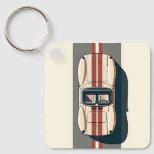 Minimalist Retro Racing Car Stripe Key Ring
