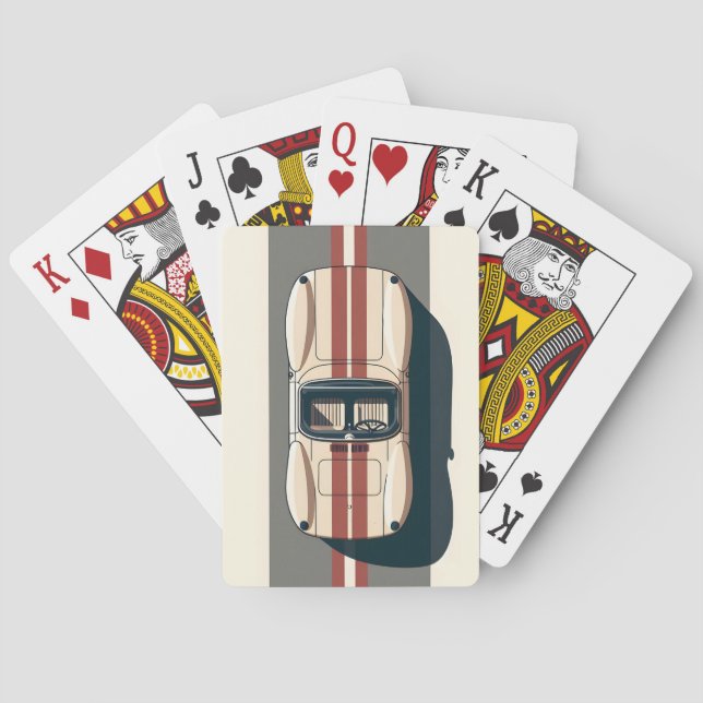 Minimalist Retro Racing Car Stripe Playing Cards (Back)
