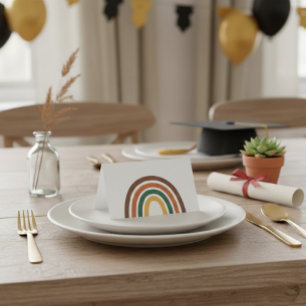 Minimalist Retro Rainbow Folded Table Place Card